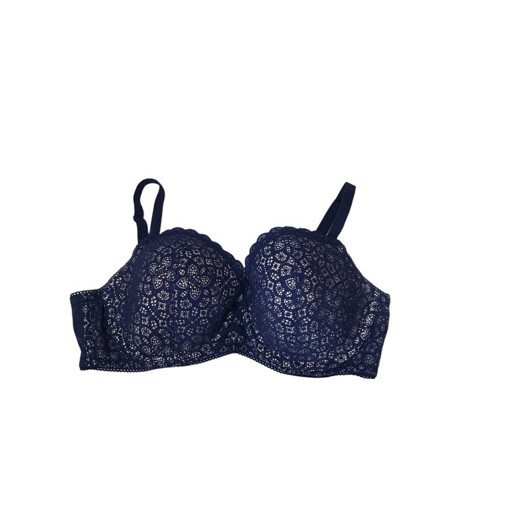 Victoria's Secret Dream Angels‎ Lined Demi Bra Size 38D Navy Blue Lace